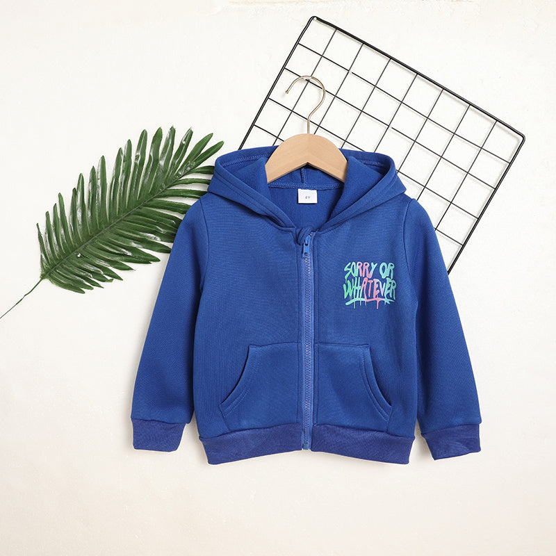 Toddler Girl Zip Up Hoodie Jacket Sorry Or Whatever Letter Print Long Sleeve Sweatshirt Kids Hooded Jacket - M/S TMC India