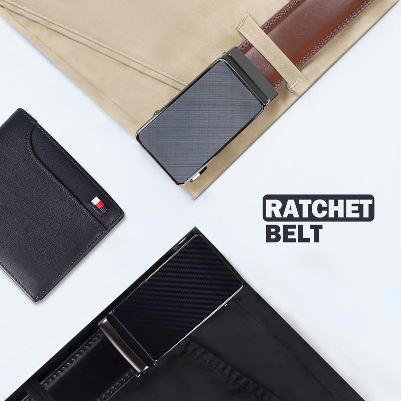 Men's Slider Ratchet Belt, Perfect As A Gift, Pairs Well With Dress Pants, Shirt And Oxford Shoes, Can Be Tailored CJ