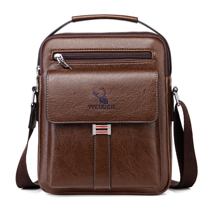 Leather Messenger Crossbody Shoulder Bag For Men Work Business Casual Adjustable Straps With  Metal Zipper CJ