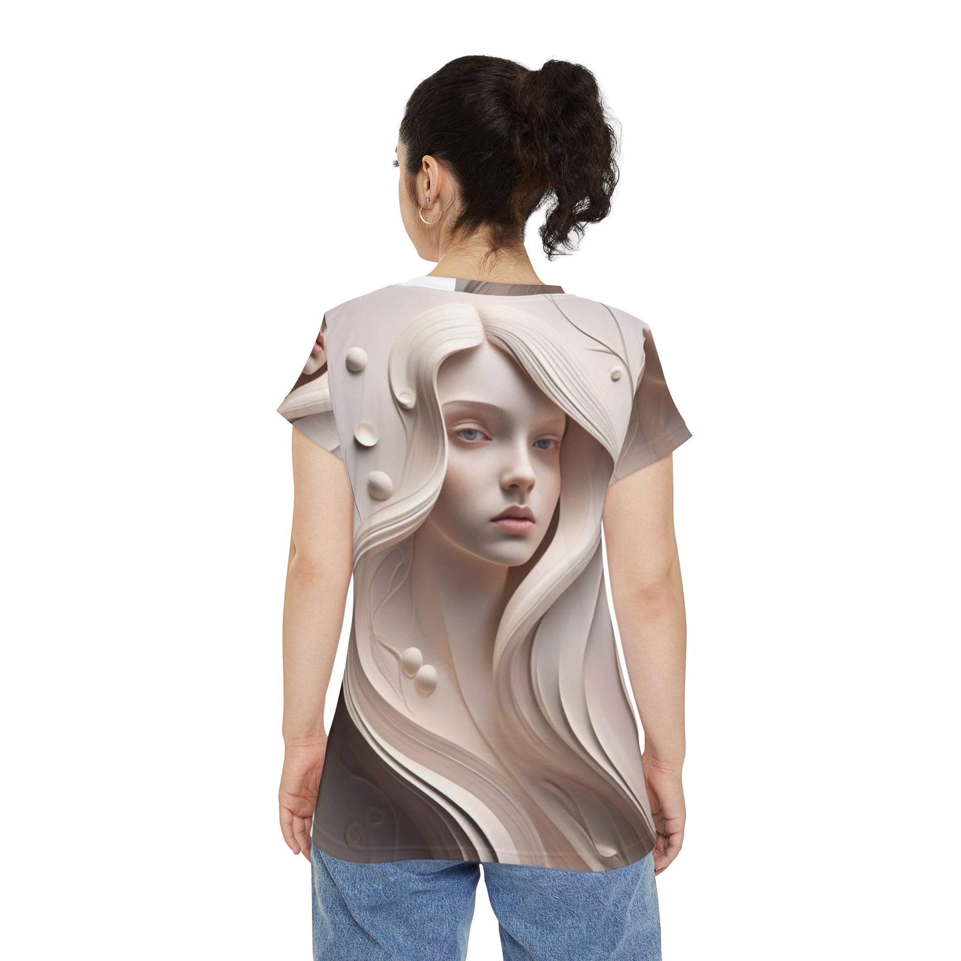 Elegant Abstract Art Women's Short Sleeve Shirt, Feminine Top, Boho Chic Tee, Casual Fashion, Art Inspired Apparel, Unique Gift - M/S TMC India