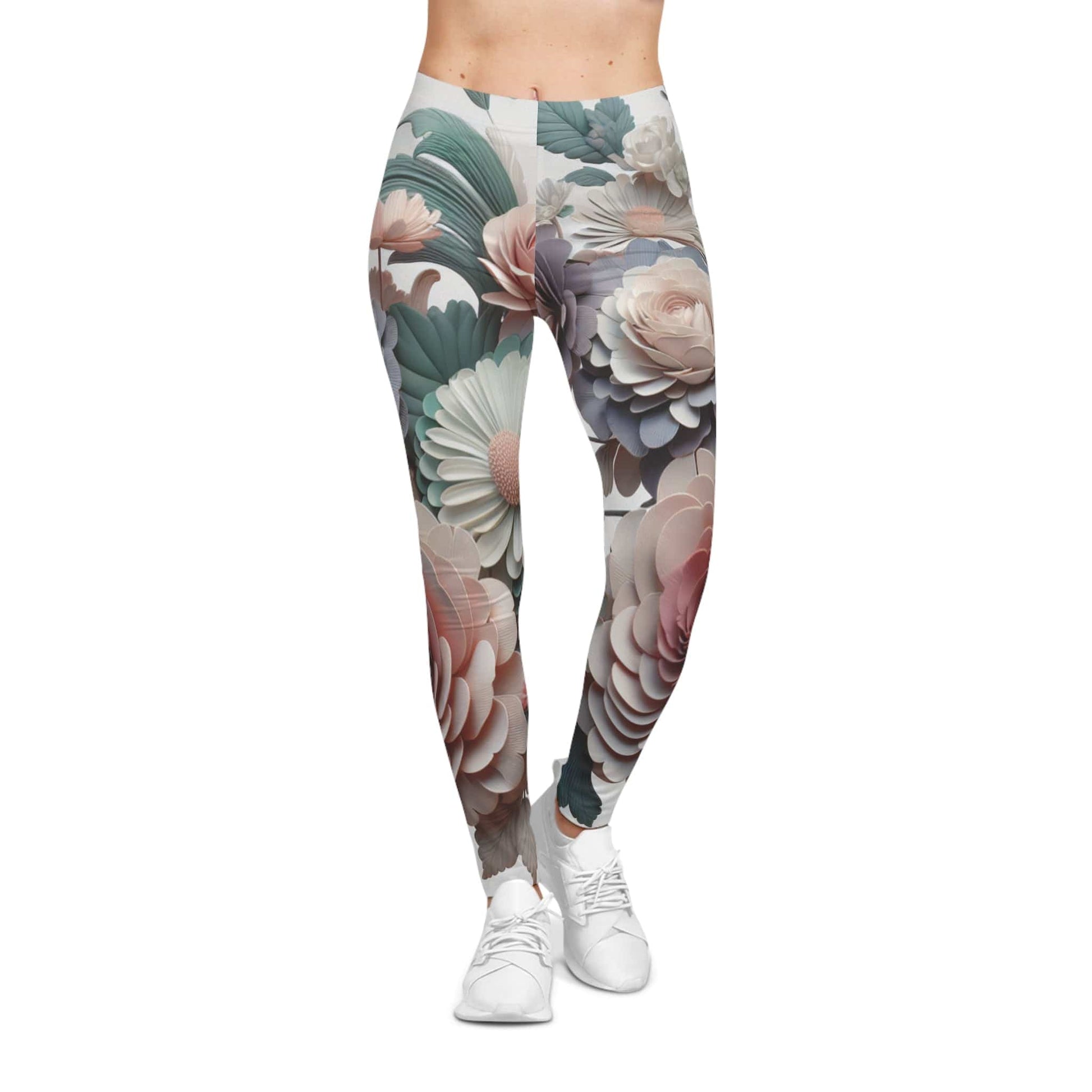 Floral Print Women's Casual Leggings, Stretchy Activewear, Comfortable Everyday Leggings, Yoga Pants, Spring Fashion - M/S TMC India