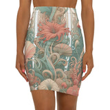 Floral Dreamscape Mid-Waist Pencil Skirt, Vibrant Floral Skirt, Trendy Office Wear, Summer Party Outfit, Garden-Themed Fashion Printify
