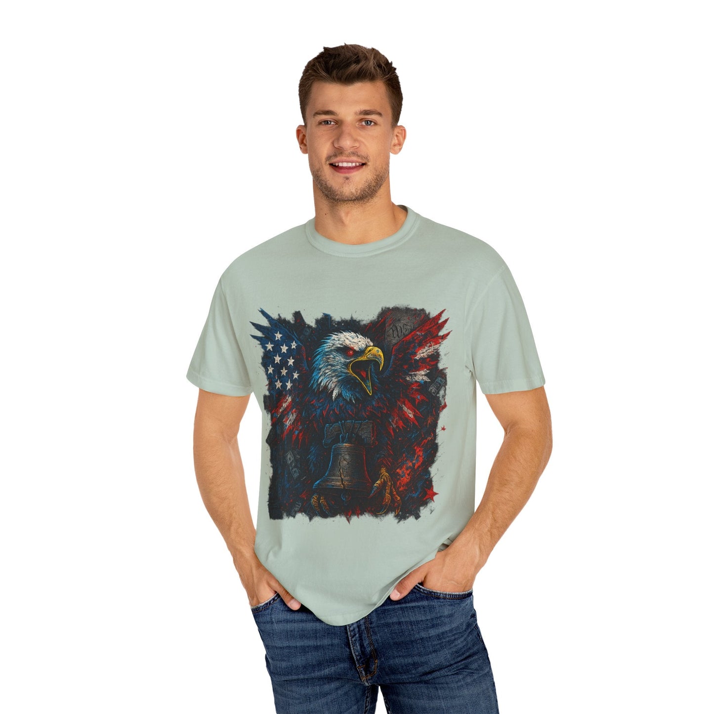 Patriotic Eagle T-Shirt | Unisex Garment-Dyed Tee for Independence Day, Memorial Day, Veteran Gifts, Casual Wear, USA Pride Printify