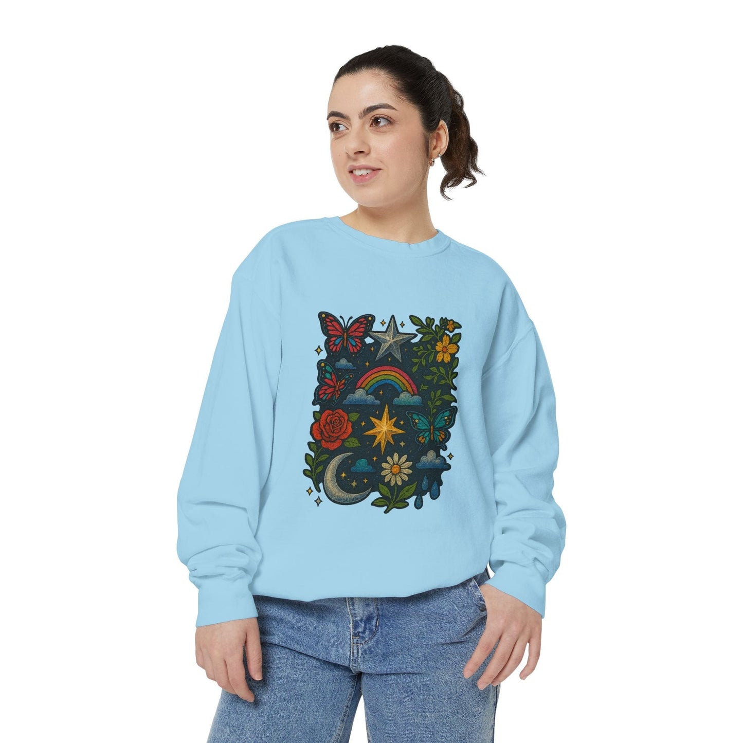 Boho Floral Sweatshirt, Vintage Style, Cozy Layer, Nature Lover Gift, Perfect for Spring and Fall - M/S TMC India