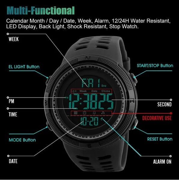 SKMEI Men's Digital Army Military Sport Quartz Analog Chrono Waterproof Watch US Trendsi