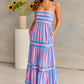 Summer Striped Printed Suspender Long Dress With Pockets Fashion Square Neck Backless Dresses For Beach Vacation Women Clothing - M/S TMC India