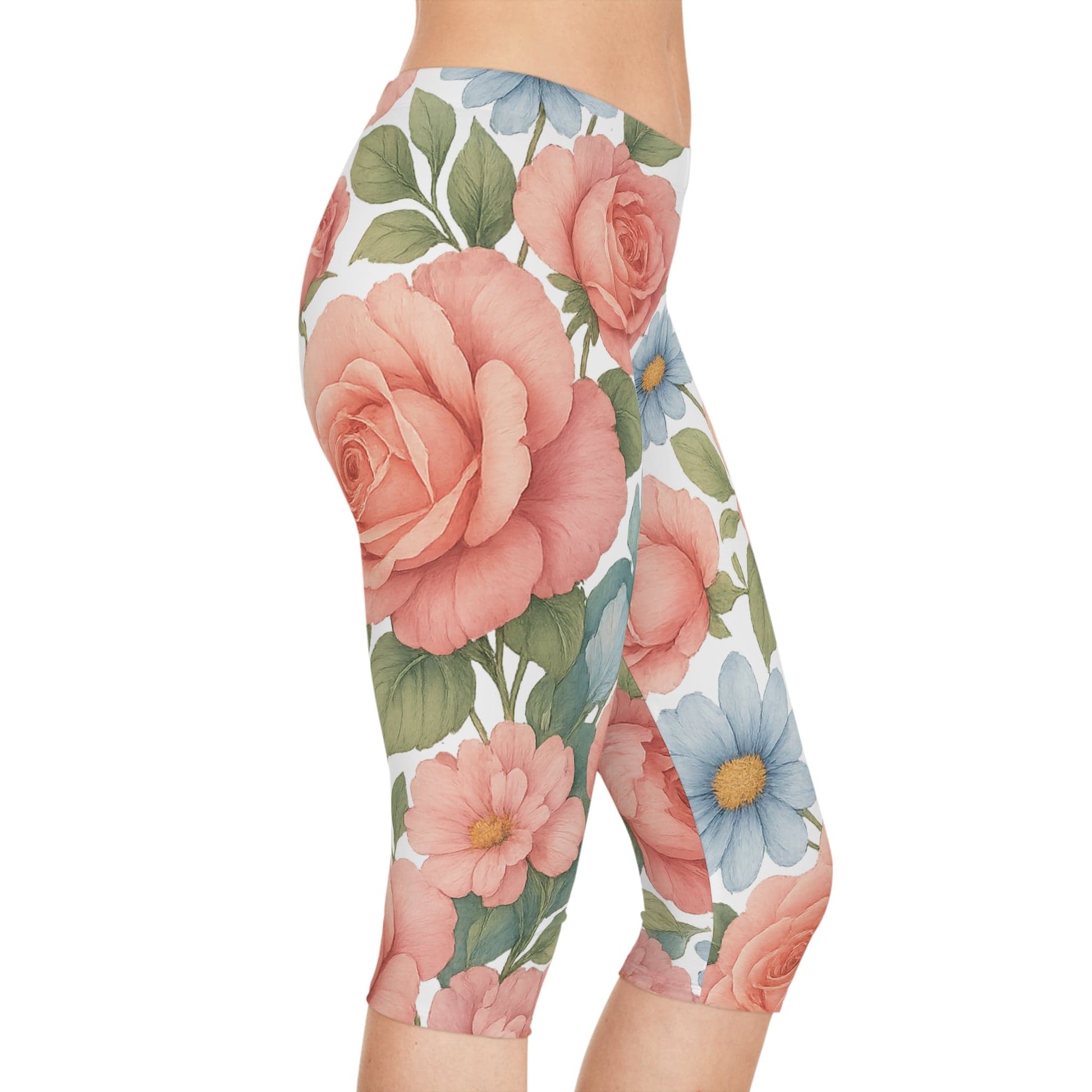 Floral Print Capri Leggings, Women's Floral Leggings, Summer Leggings, Fitness Wear, Yoga Pants, Comfortable Casual Wear - M/S TMC India