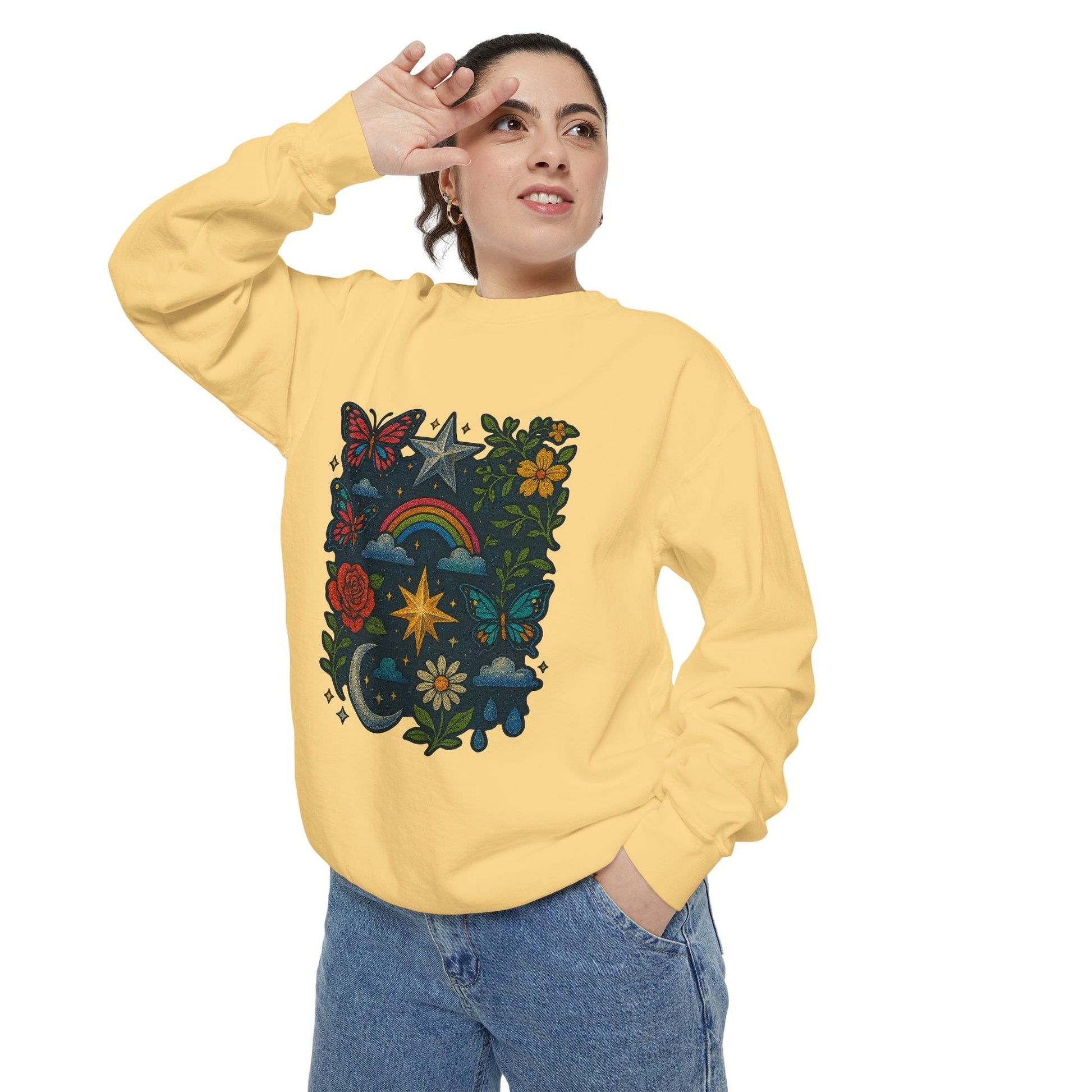 Boho Floral Sweatshirt, Vintage Style, Cozy Layer, Nature Lover Gift, Perfect for Spring and Fall - M/S TMC India