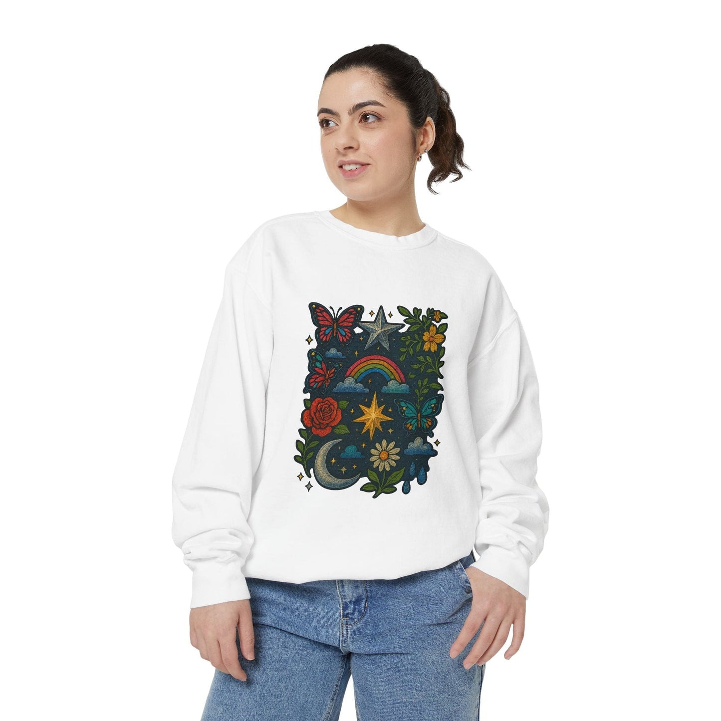 Boho Floral Sweatshirt, Vintage Style, Cozy Layer, Nature Lover Gift, Perfect for Spring and Fall - M/S TMC India