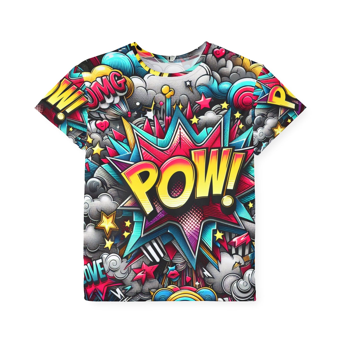 Colorful Kids Sports Jersey with POW Design - Perfect for Active Play, Birthday Gifts, Sports Events, and Everyday Fun Printify