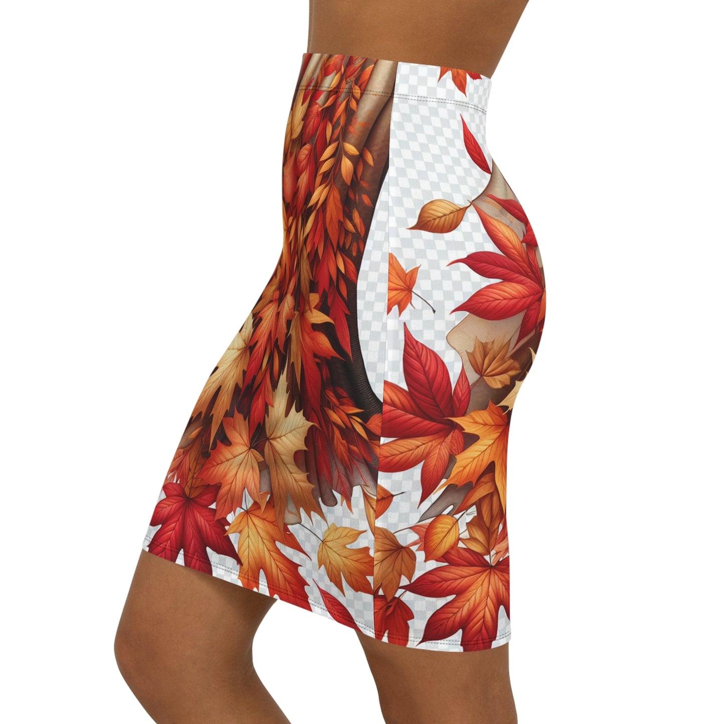 Autumn Leaves Women's Pencil Skirt, Fall Fashion Midi Skirt, Thankgiving Outfit, Seasonal Skirt, Leaf Print Skirt Printify