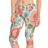 Floral Print Capri Leggings, Women's Floral Leggings, Summer Leggings, Fitness Wear, Yoga Pants, Comfortable Casual Wear Printify