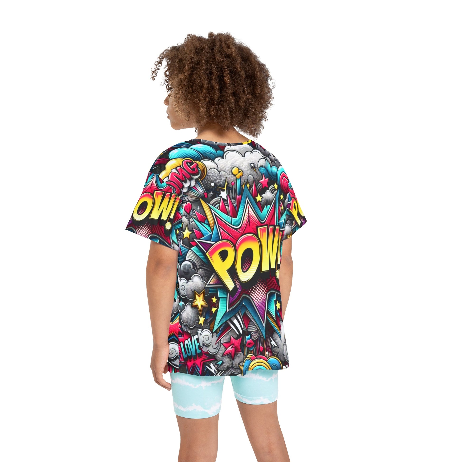 Colorful Kids Sports Jersey with POW Design - Perfect for Active Play, Birthday Gifts, Sports Events, and Everyday Fun Printify