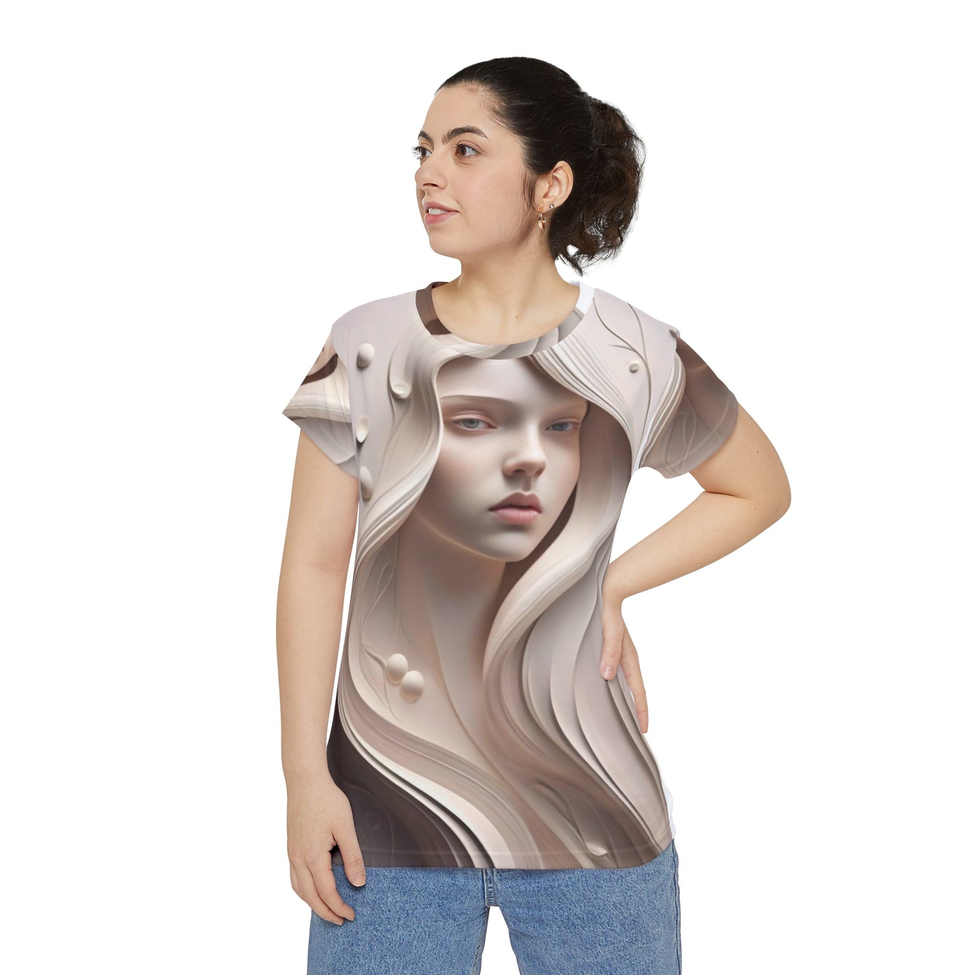 Elegant Abstract Art Women's Short Sleeve Shirt, Feminine Top, Boho Chic Tee, Casual Fashion, Art Inspired Apparel, Unique Gift - M/S TMC India