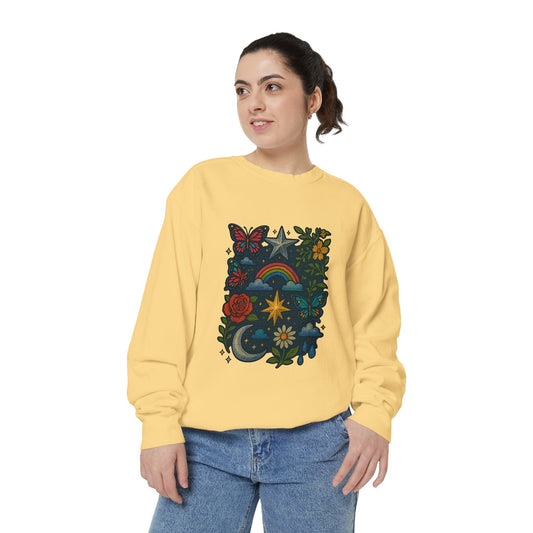 Boho Floral Sweatshirt, Vintage Style, Cozy Layer, Nature Lover Gift, Perfect for Spring and Fall Printify
