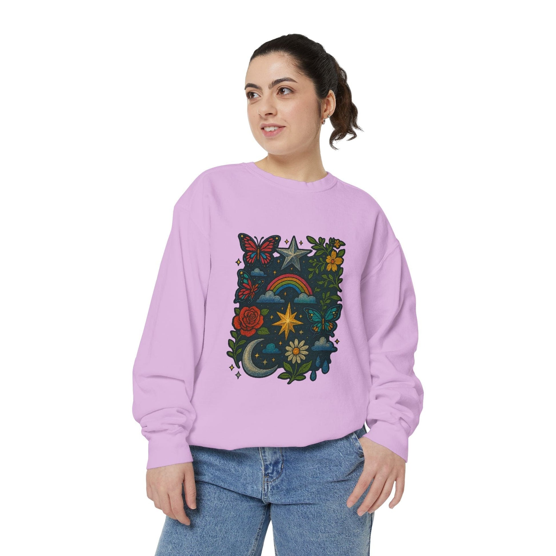 Boho Floral Sweatshirt, Vintage Style, Cozy Layer, Nature Lover Gift, Perfect for Spring and Fall - M/S TMC India