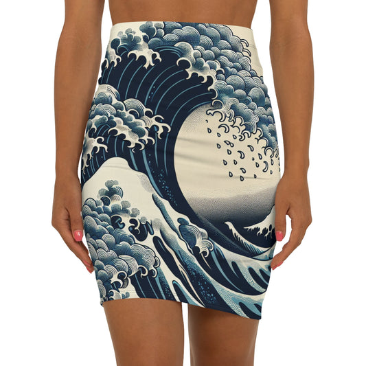 Wave-Inspired Women's Pencil Skirt, Stylish Office Skirt, AOP Fashion Skirt, Summer Outfit, Trendy Workwear Printify