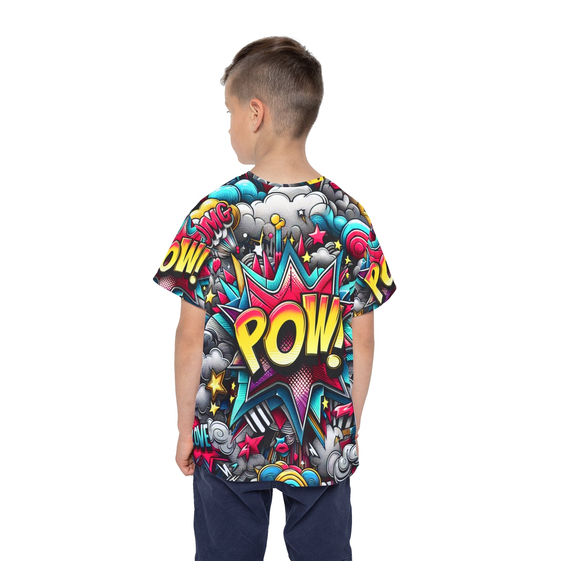 Colorful Kids Sports Jersey with POW Design - Perfect for Active Play, Birthday Gifts, Sports Events, and Everyday Fun Printify
