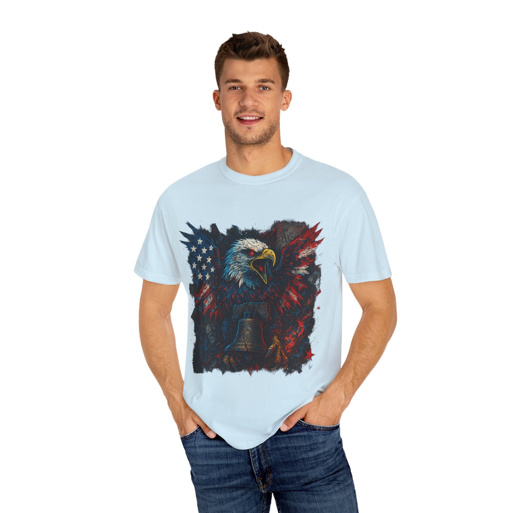 Patriotic Eagle T-Shirt | Unisex Garment-Dyed Tee for Independence Day, Memorial Day, Veteran Gifts, Casual Wear, USA Pride Printify