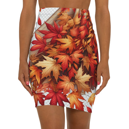 Autumn Leaves Women's Pencil Skirt, Fall Fashion Midi Skirt, Thankgiving Outfit, Seasonal Skirt, Leaf Print Skirt Printify
