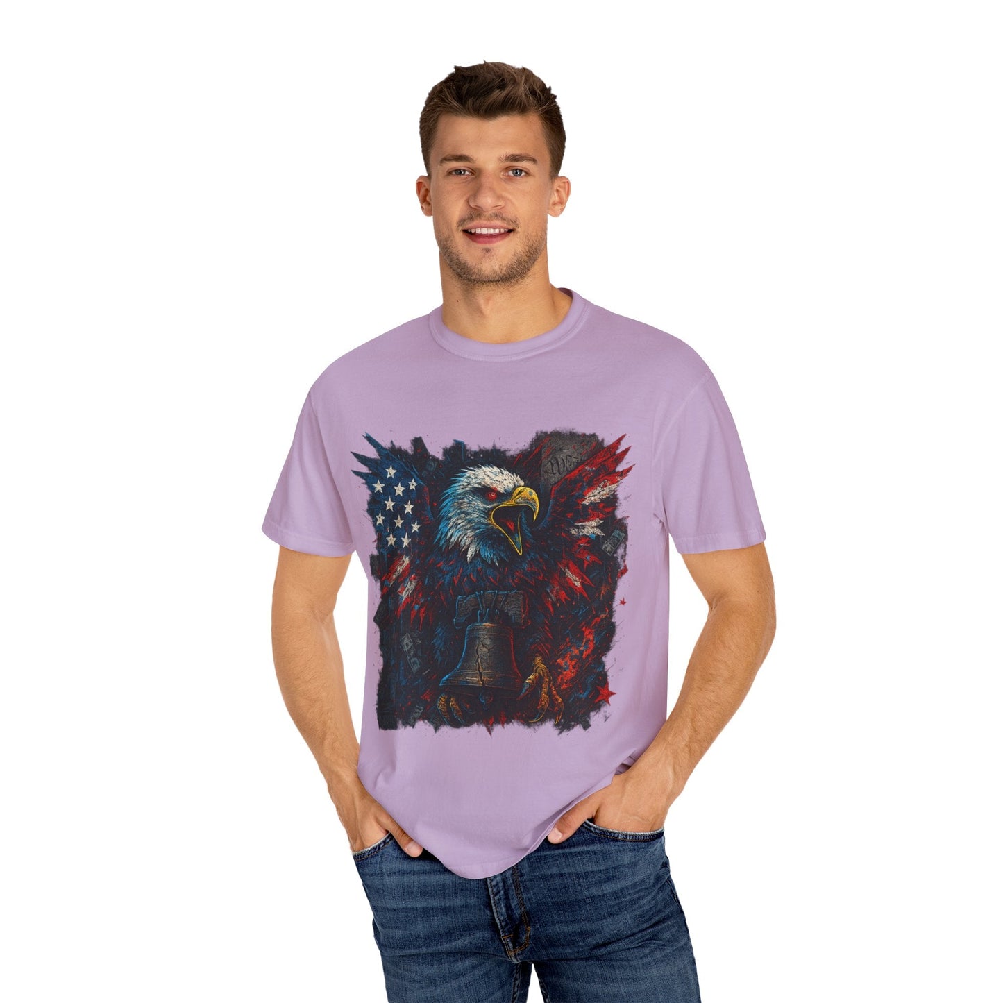 Patriotic Eagle T-Shirt | Unisex Garment-Dyed Tee for Independence Day, Memorial Day, Veteran Gifts, Casual Wear, USA Pride Printify