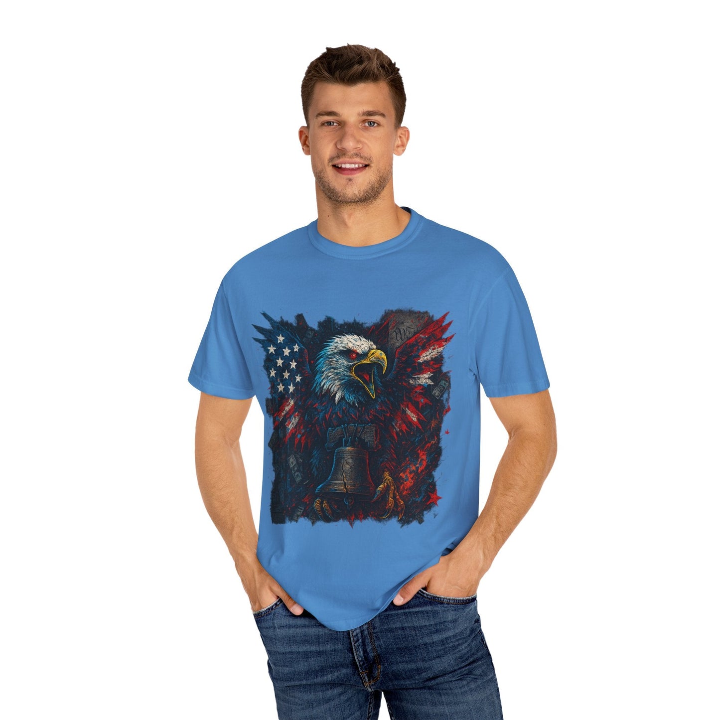 Patriotic Eagle T-Shirt | Unisex Garment-Dyed Tee for Independence Day, Memorial Day, Veteran Gifts, Casual Wear, USA Pride Printify