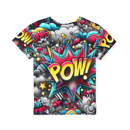 Colorful Kids Sports Jersey with POW Design - Perfect for Active Play, Birthday Gifts, Sports Events, and Everyday Fun Printify