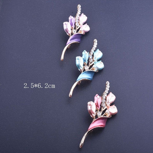 Gorgeous Tulip Flower Brooch, Rustic Style, Small Bouquet, Exquisite Brooch, High-end Feel, Anti Glare Collar Pin Brooch, Clothing Accessories CJ