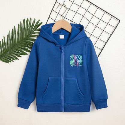 Toddler Girl Zip Up Hoodie Jacket Sorry Or Whatever Letter Print Long Sleeve Sweatshirt Kids Hooded Jacket - M/S TMC India