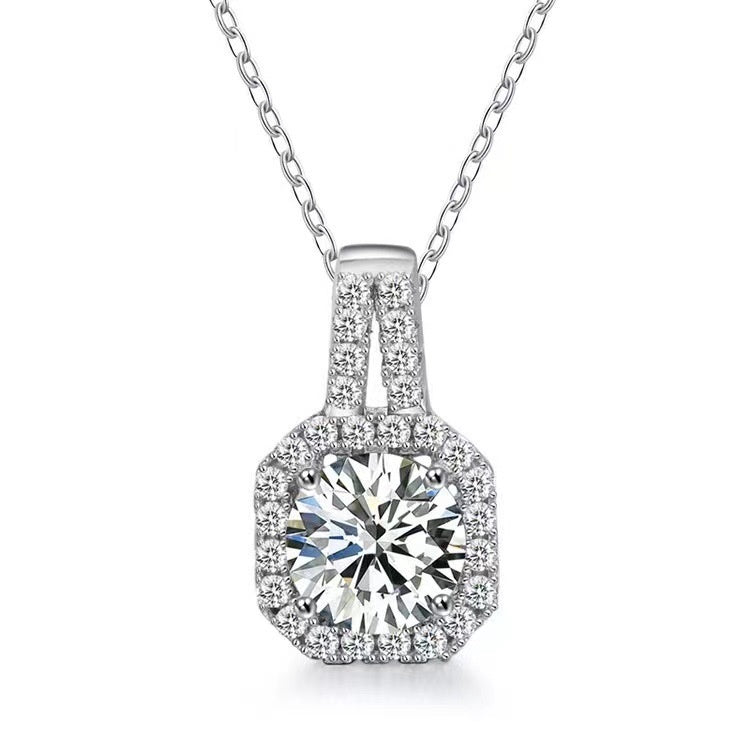 Moissanite S925 Sterling Silver Necklace For Women All-match Niche High Sense - M/S TMC India