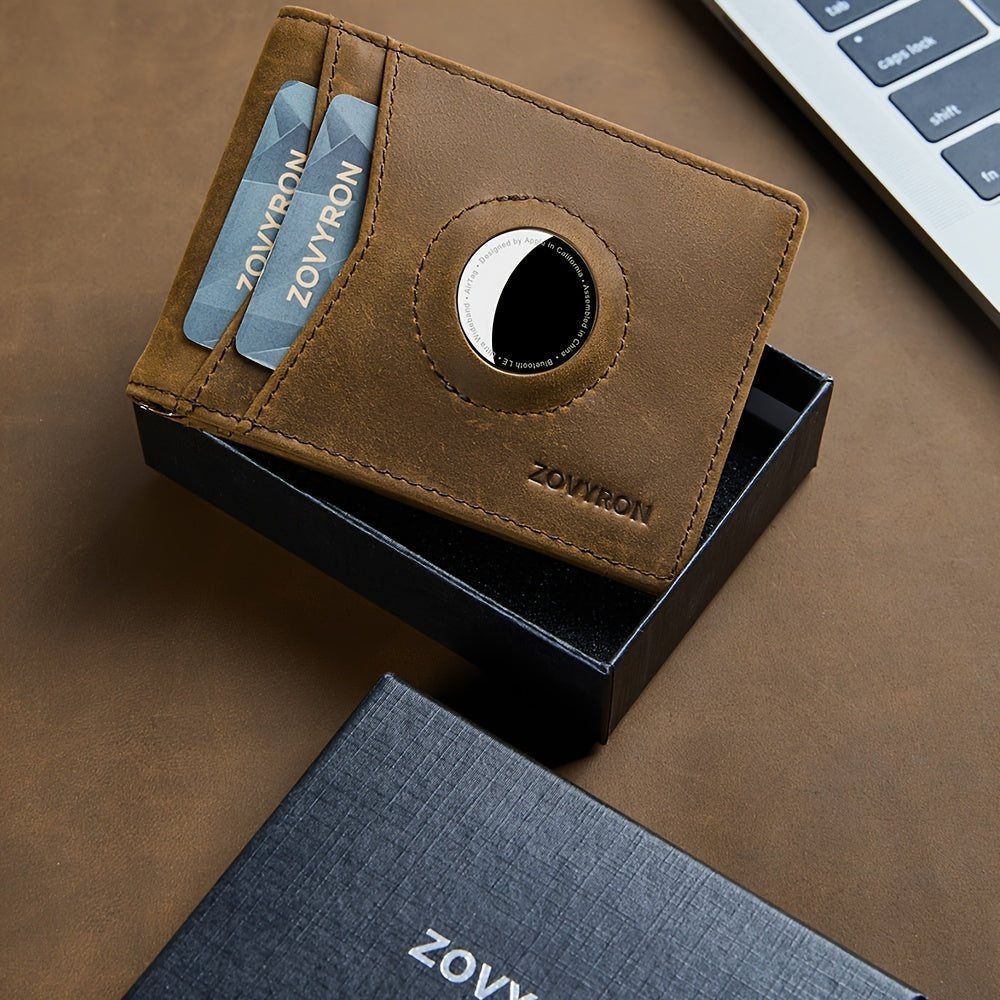 Mens Wallet Genuine Leather Slim Bifold Wallet With Airtag Holder, RFID Blocking, Front Pocket Wallet With Money Clip,ID Window Credit Card Holder - M/S TMC India