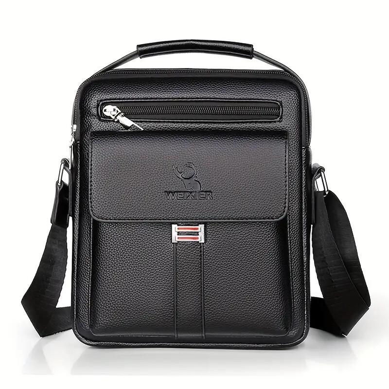 Leather Messenger Crossbody Shoulder Bag For Men Work Business Casual Adjustable Straps With  Metal Zipper CJ